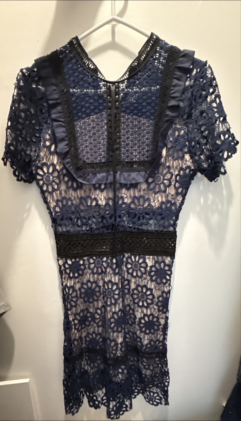 Stunning Navy Blue Lace Mini Dress