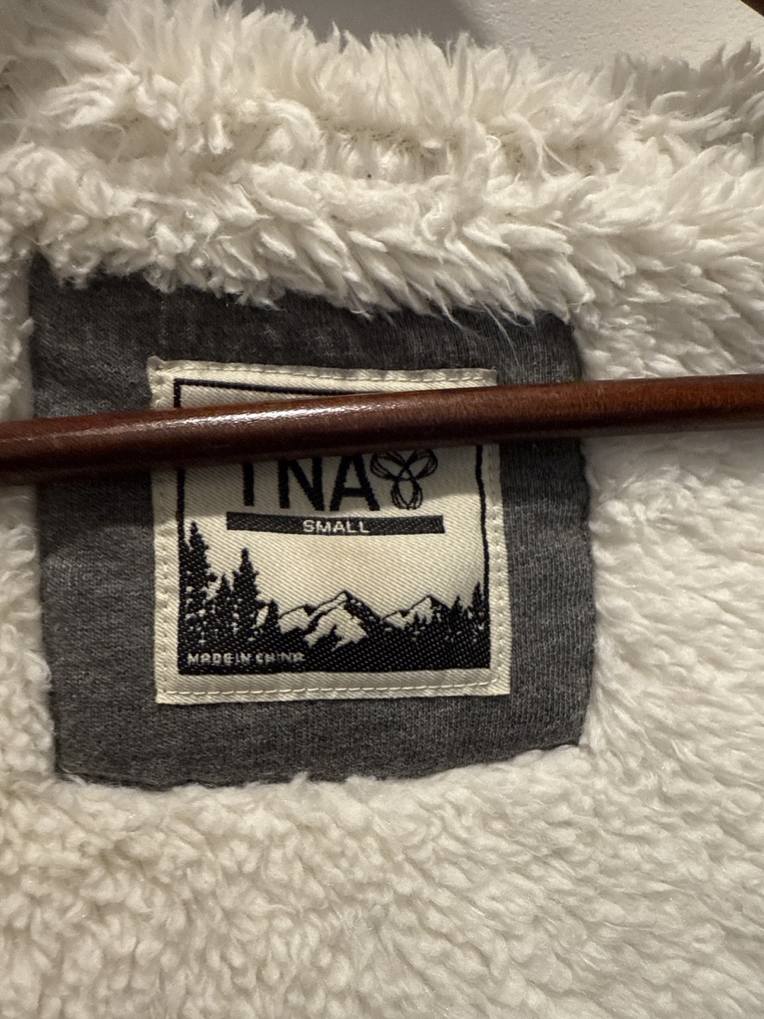 TNA Aritzia Small Grey Zip-Up Hoodie with Sherpa Lining - photo 2