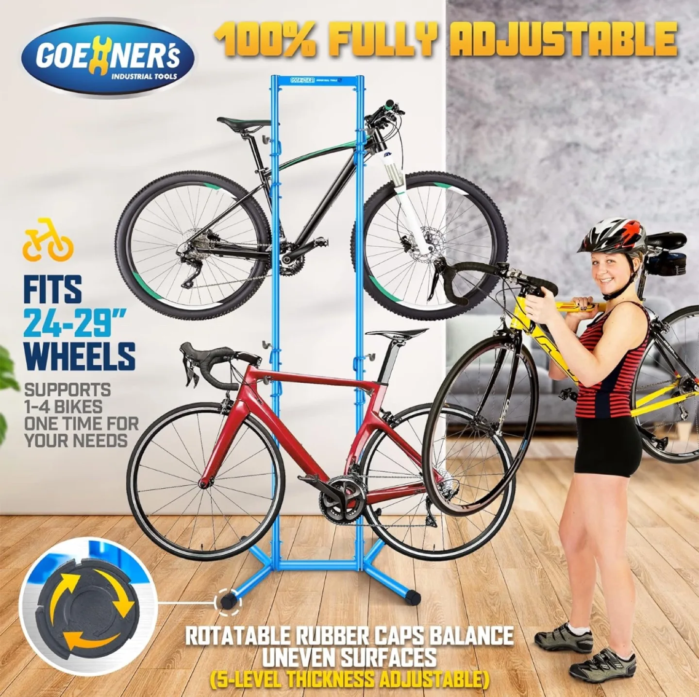 4-Bike Freestanding Bicycle Rack - Blue image indicator(4)