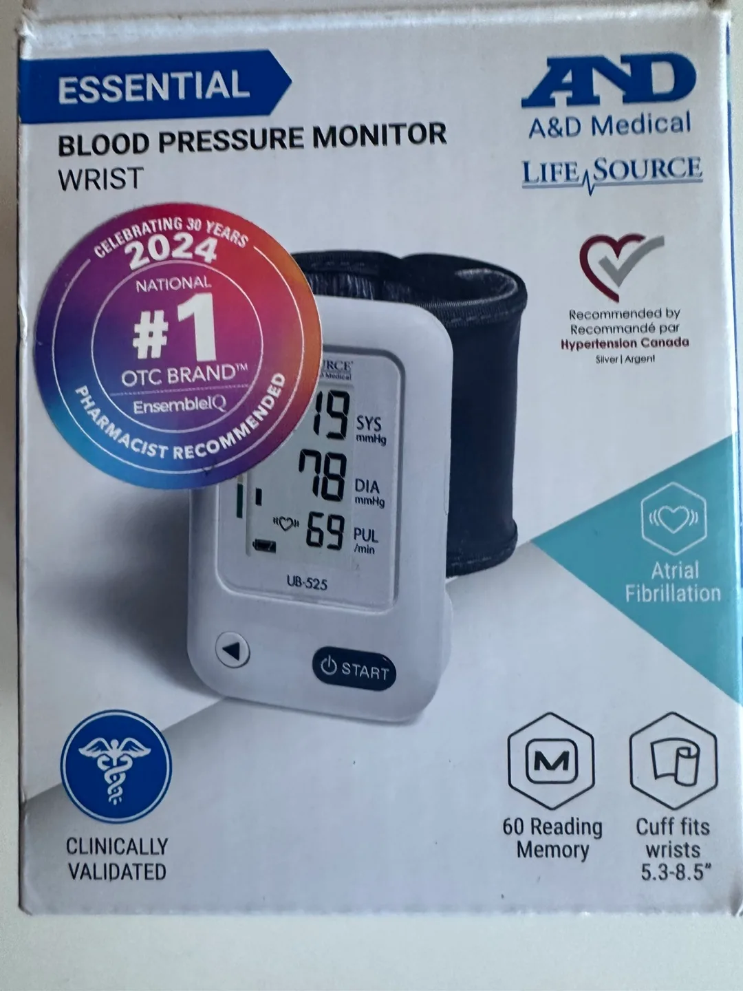 A&D Medical LifeSource UB-525 Wrist Blood Pressure Monitor thumbnail