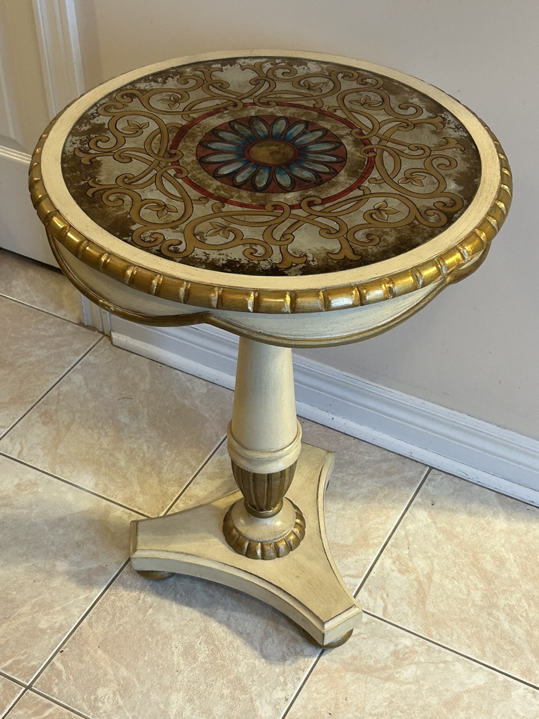 Ornate Round Accent Table