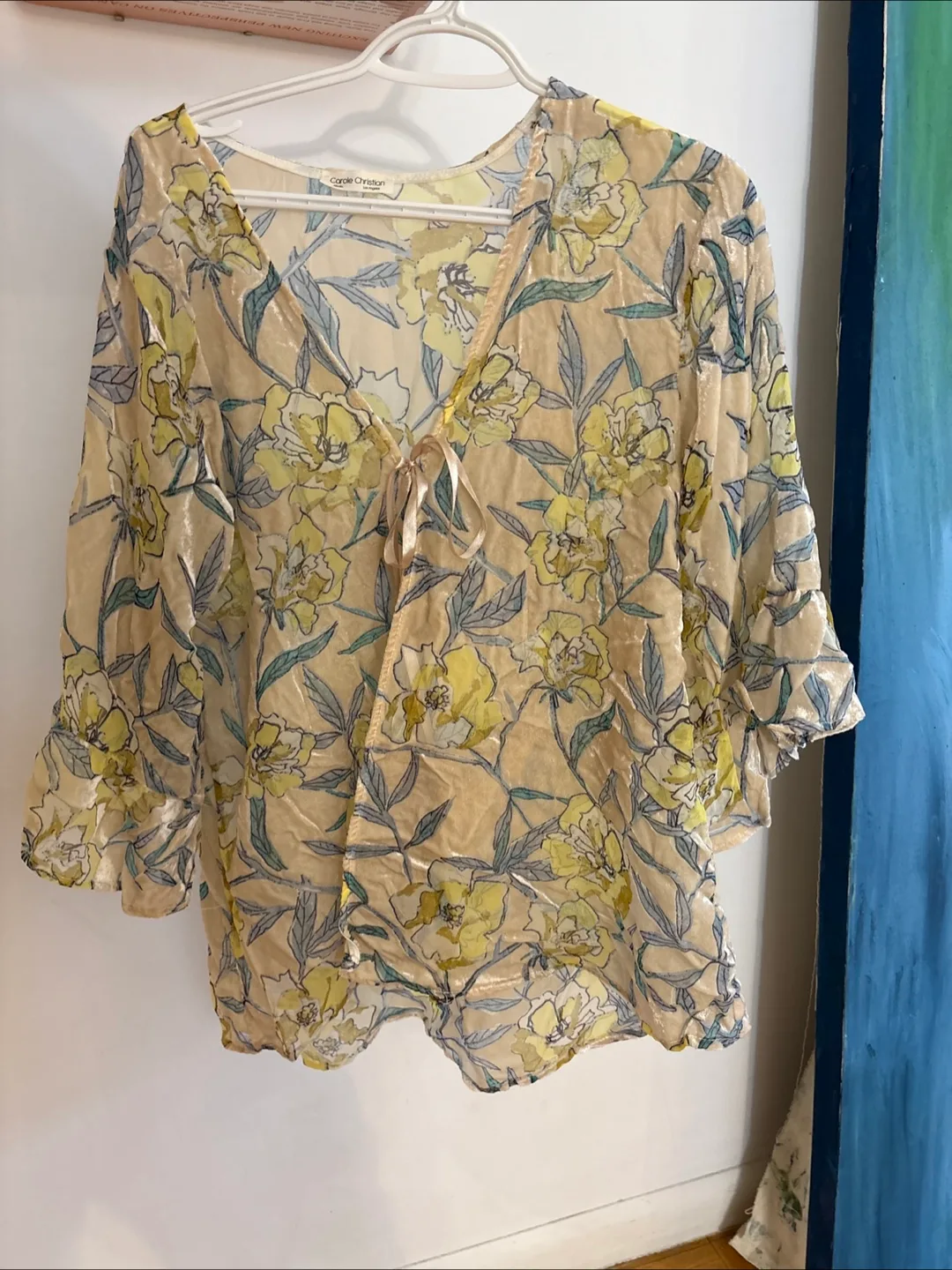 Carole Christian Los Angeles Floral Velvet Blouse thumbnail