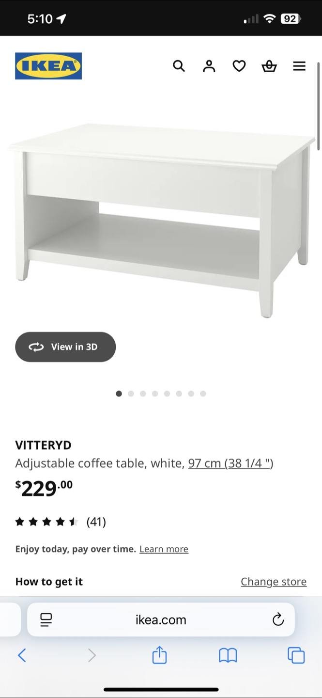 IKEA VITTERYD Adjustable Coffee Table - White - photo 2
