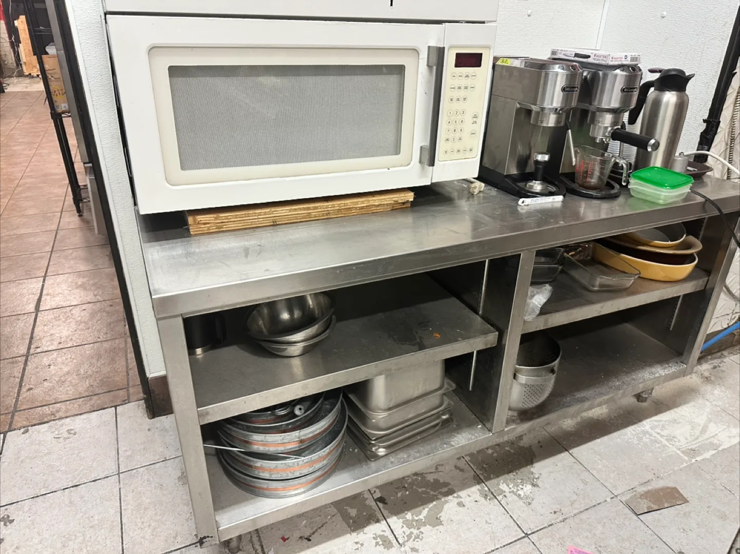 Stainless steel prep table with built in storage thumbnail
