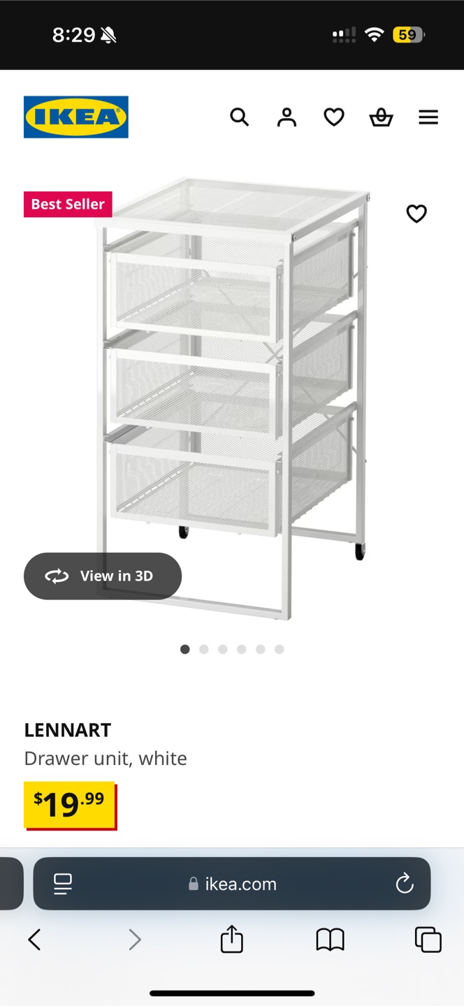 IKEA LENNART 3-Drawer Unit - White - photo 3