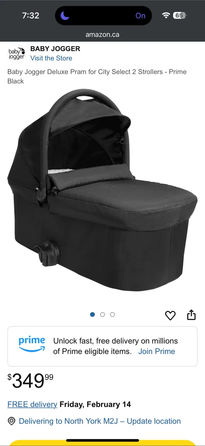 Baby Jogger Deluxe Pram for City Select 2 Stroller - Black thumbnail