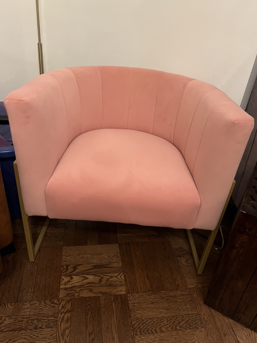 Pink Velvet Accent Chair with Gold Legs - photo 2