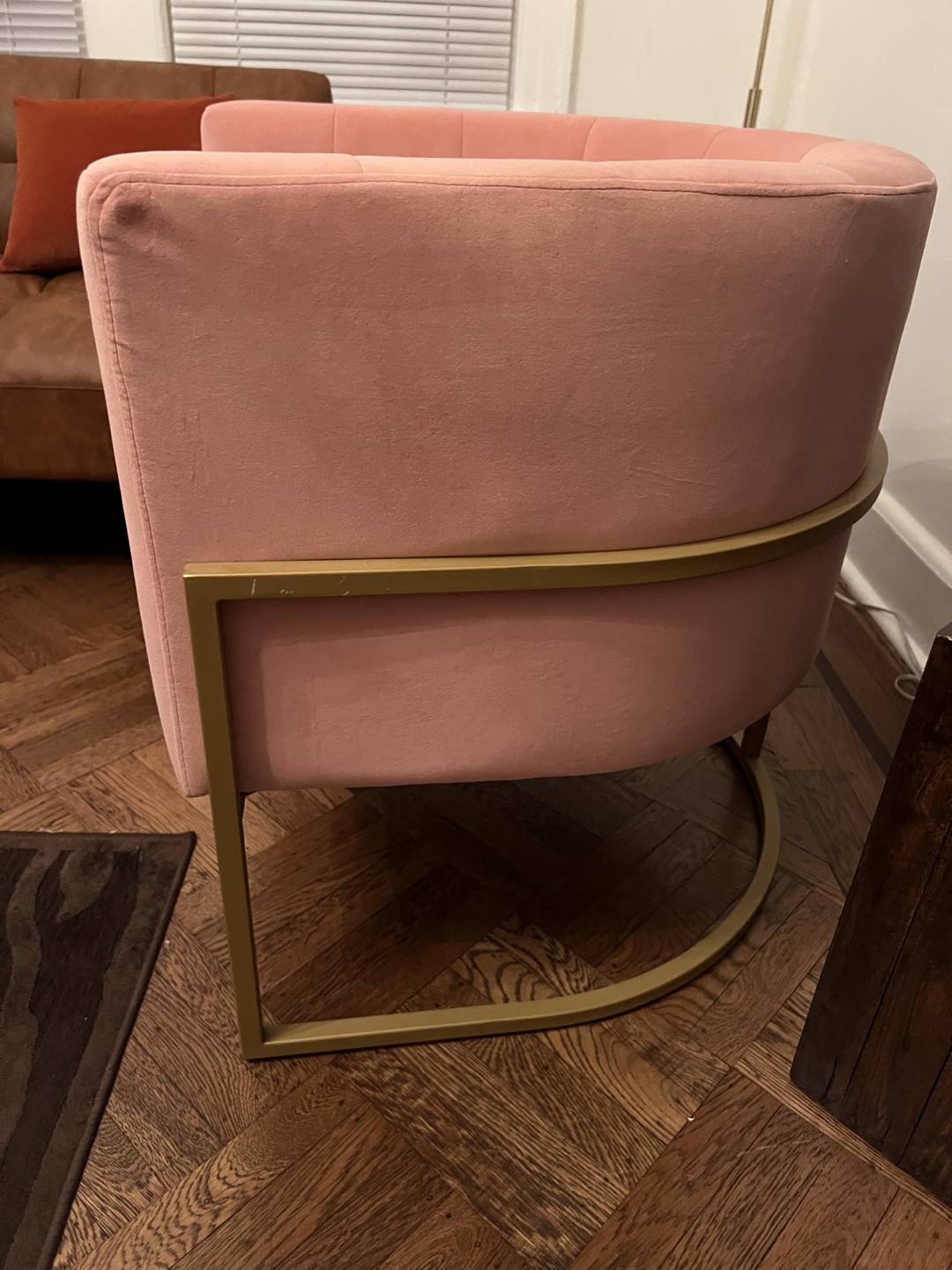 Pink Velvet Accent Chair with Gold Legs - photo 3