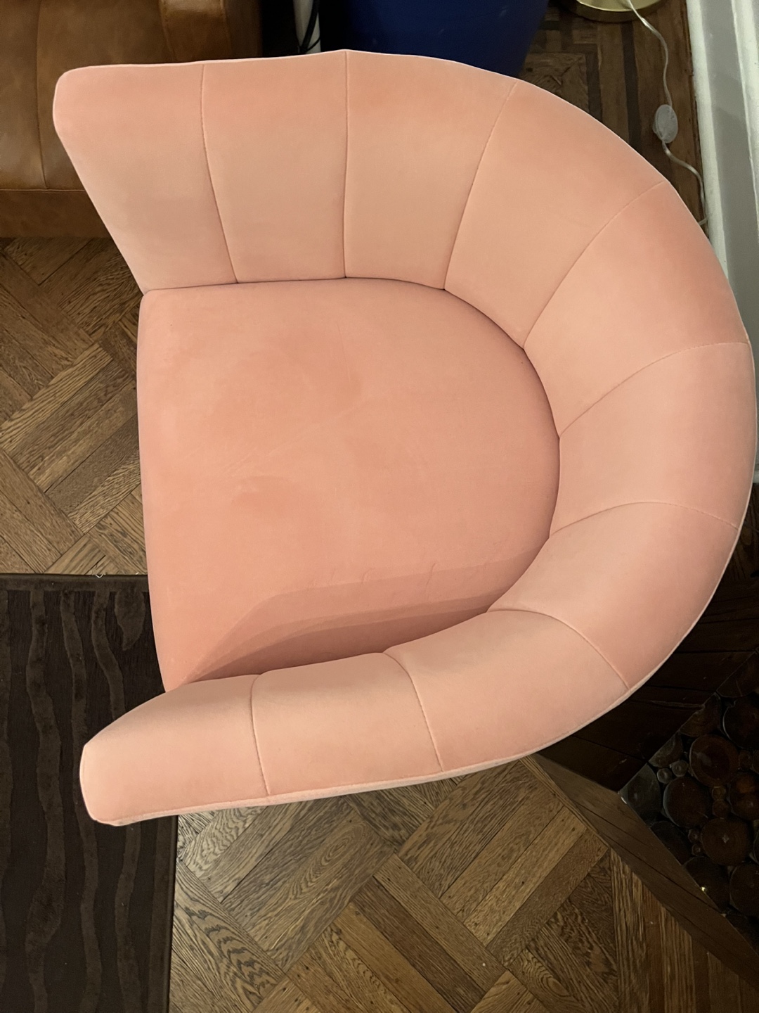 Pink Velvet Accent Chair with Gold Legs