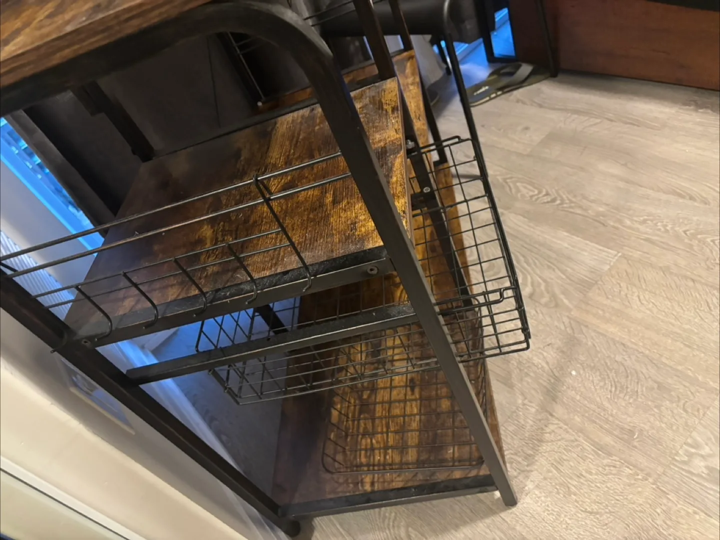 Rustic Brown Kitchen Baker's Rack with Metal Frame image indicator(2)