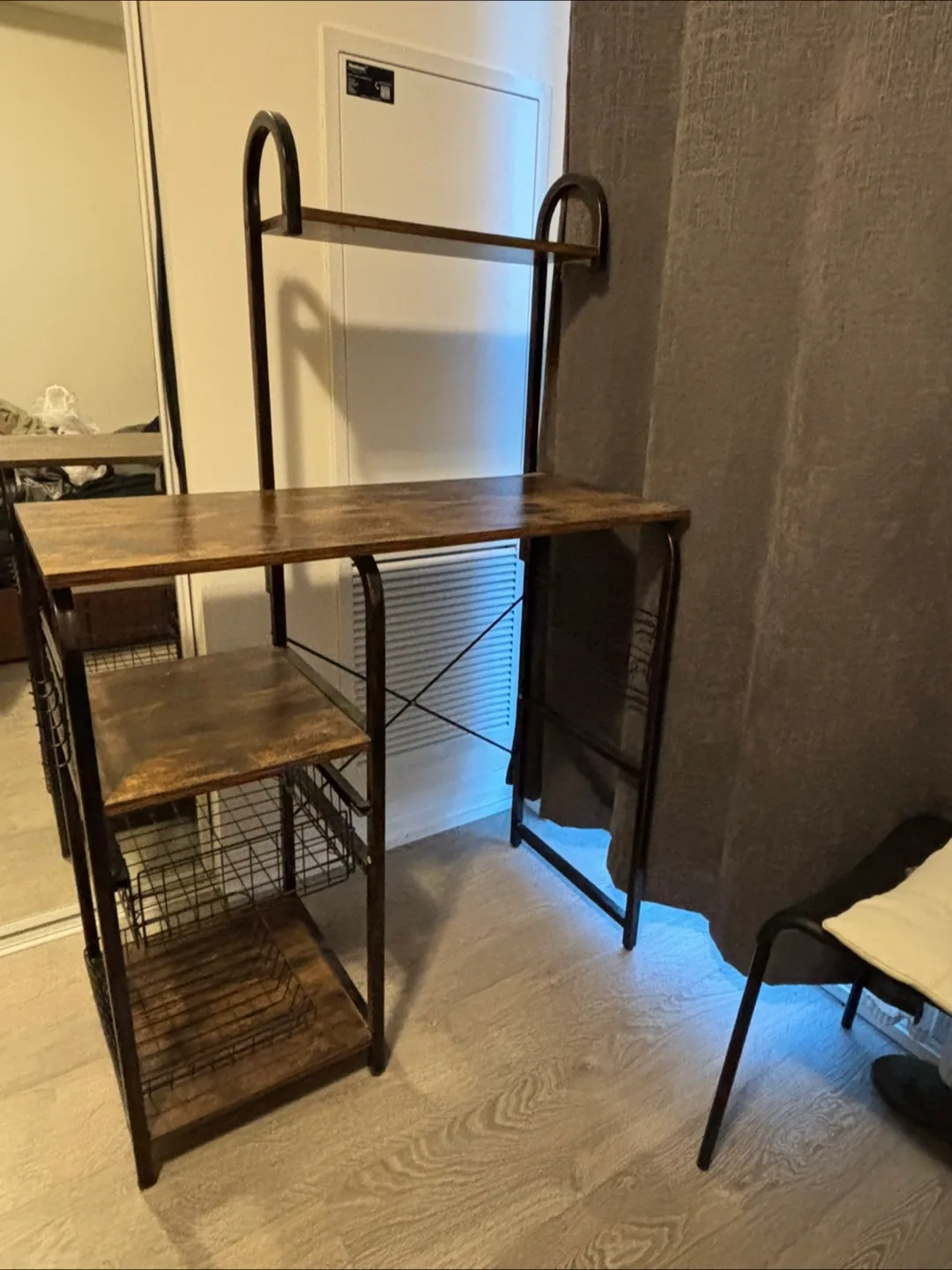 Rustic Brown Kitchen Baker's Rack with Metal Frame image indicator(5)