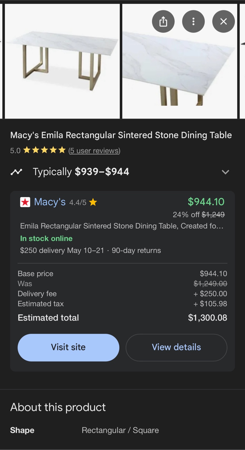 Macy's Emilia Rectangular Sintered Stone Dining Table - photo 4