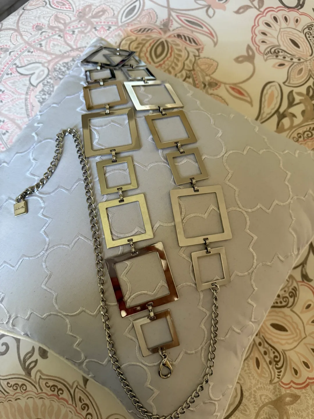 Silver Metal Square Chain Belt🧡 thumbnail