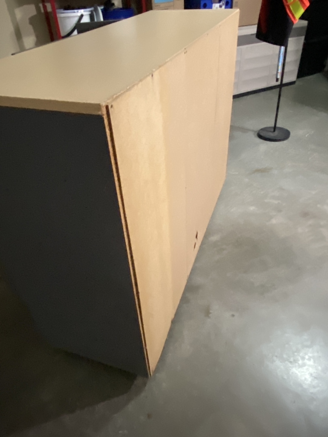 Grey and Beige Storage Cabinet with Shelves and Drawer - photo 4
