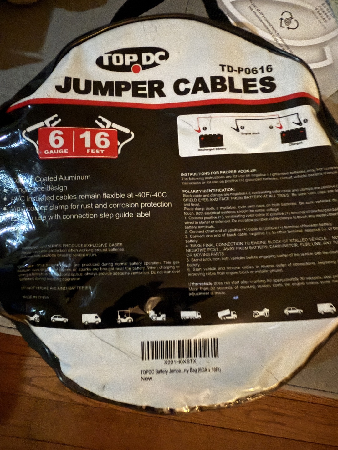 Top DC Jumper Cables 6 Gauge 16 Feet