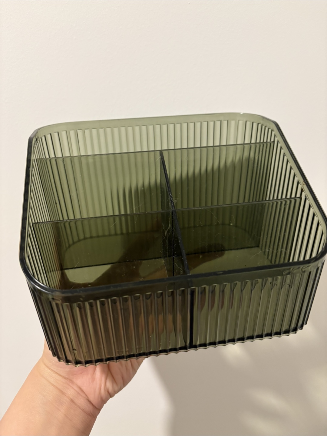 Dark Green Plastic Organiser with Four Compartments