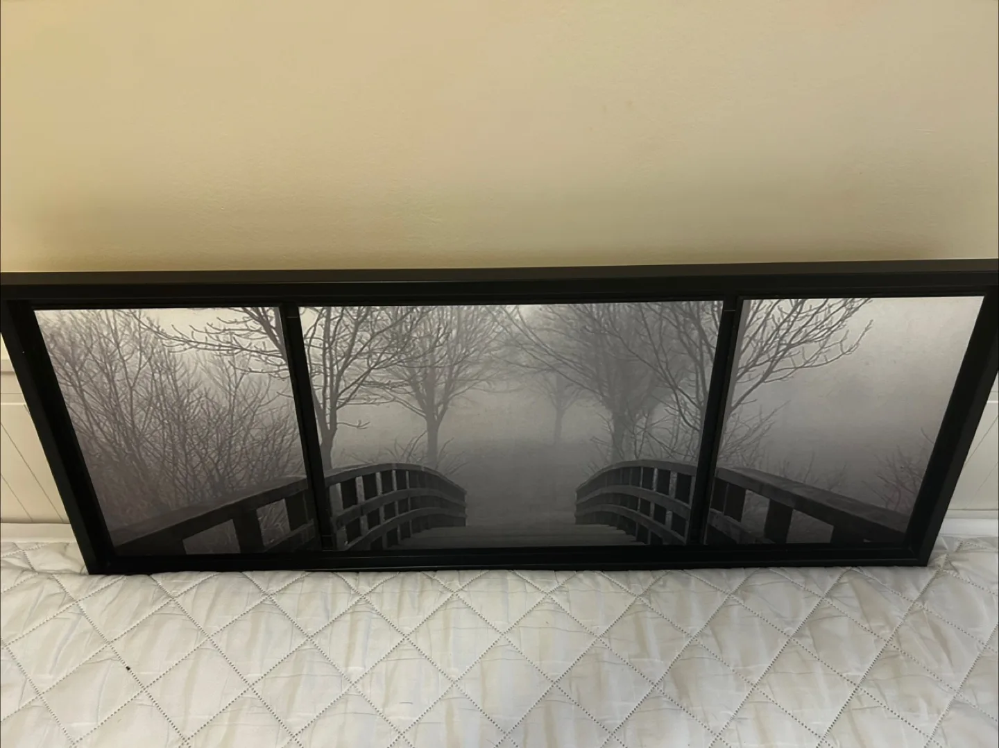 Triptych Framed Wall Art - Foggy Bridge Scene image indicator(4)