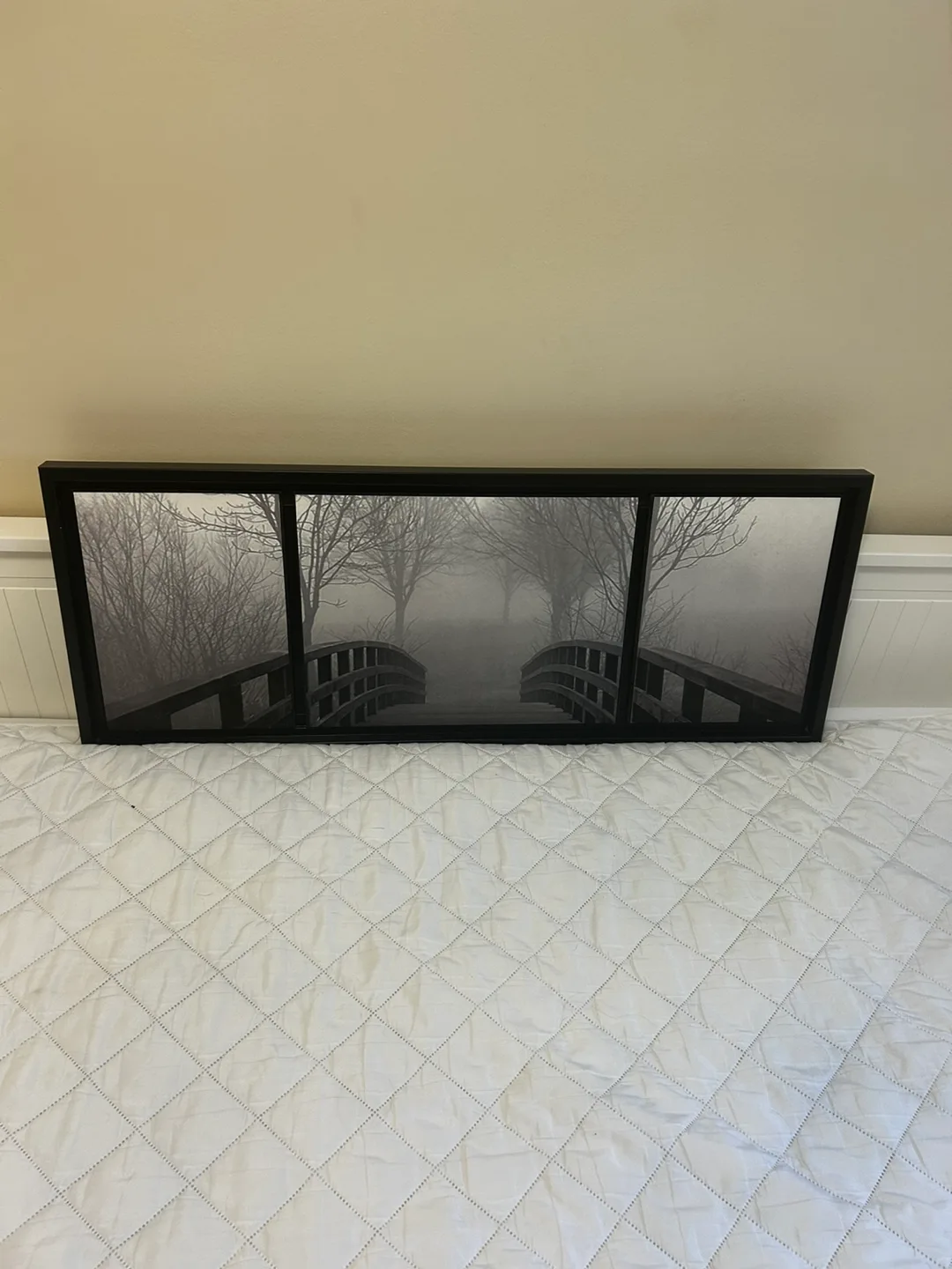 Triptych Framed Wall Art - Foggy Bridge Scene image indicator(2)