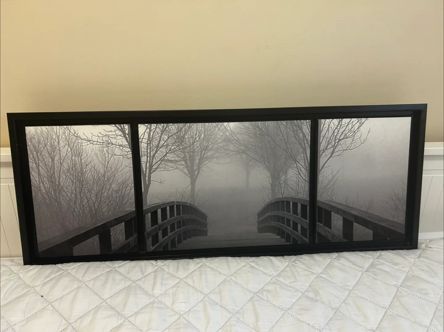 Triptych Framed Wall Art - Foggy Bridge Scene image indicator(5)
