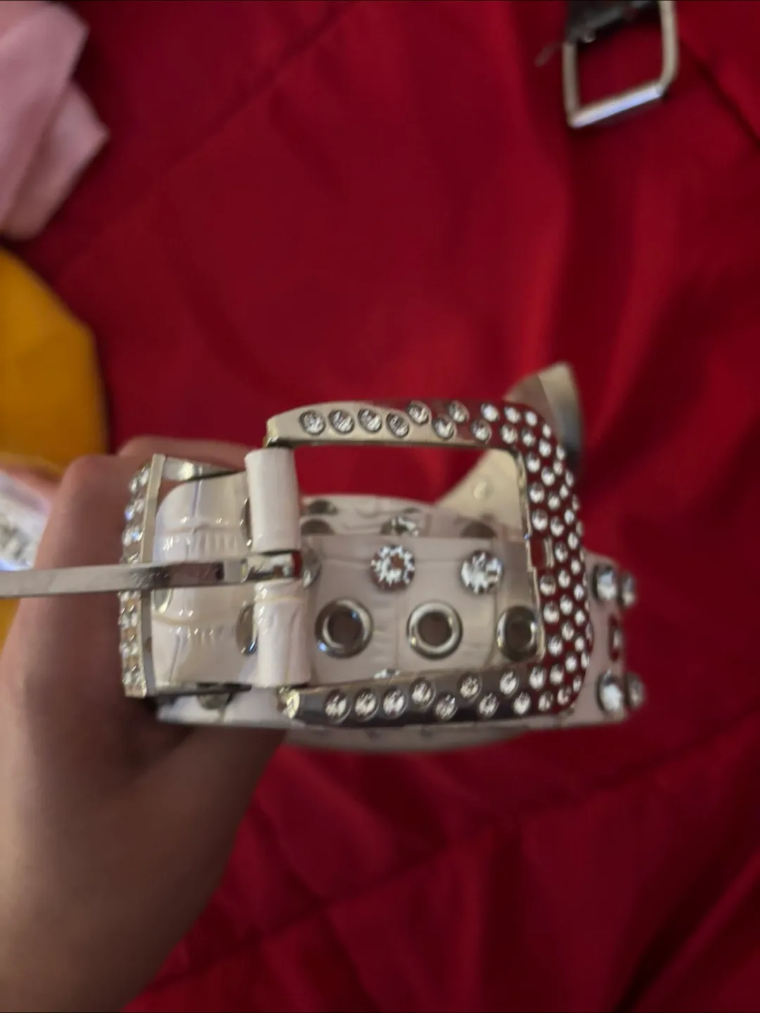 Rhinestone embellished white belt image indicator(2)