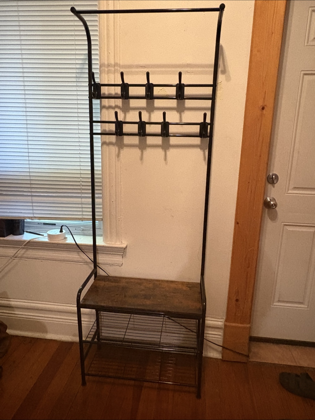 Freestanding Coat Rack with Shoe Storage