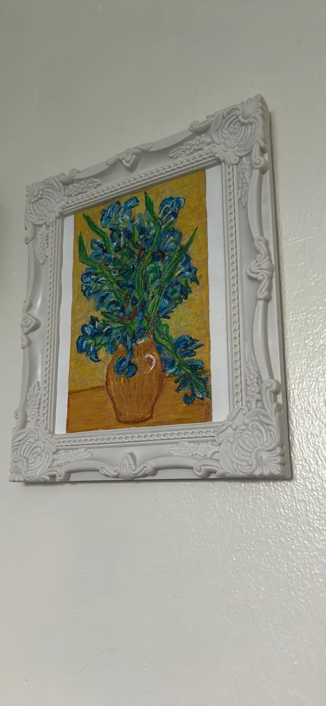 Framed Irises Painting Oil Pastel Painting image indicator(3)