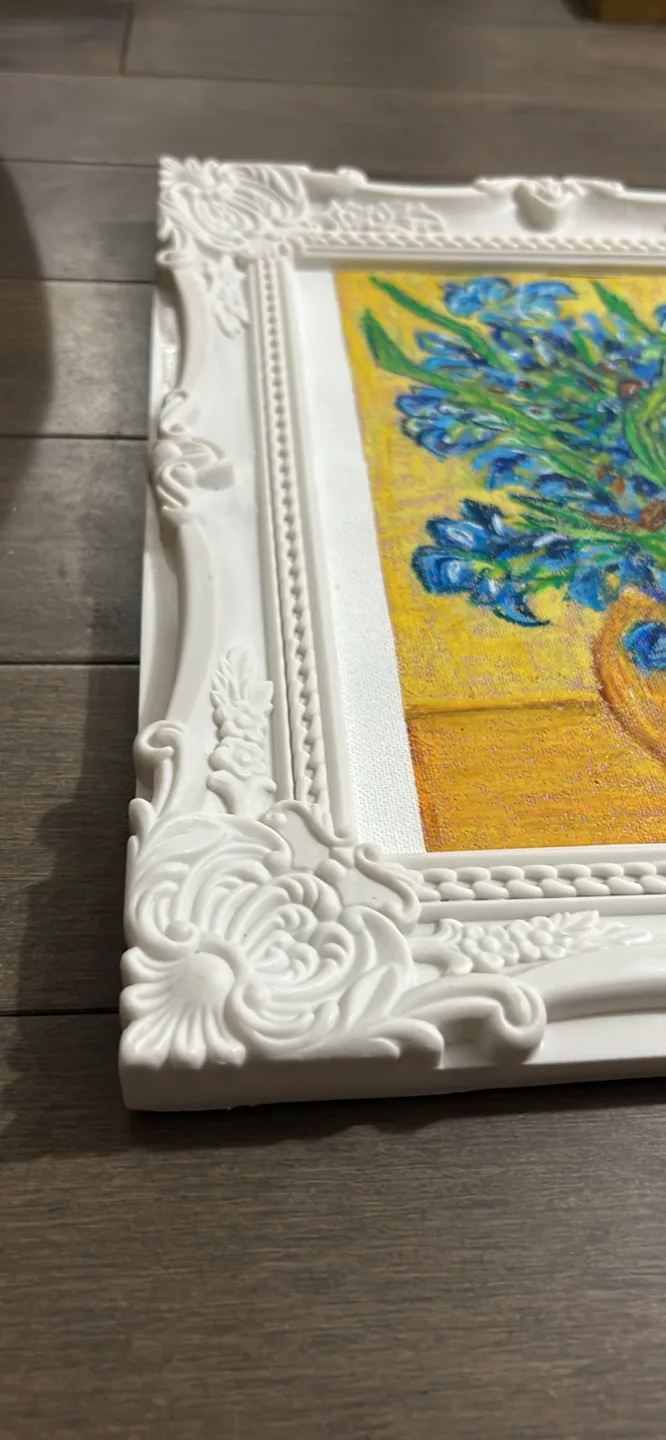 Framed Irises Painting Oil Pastel Painting image indicator(2)