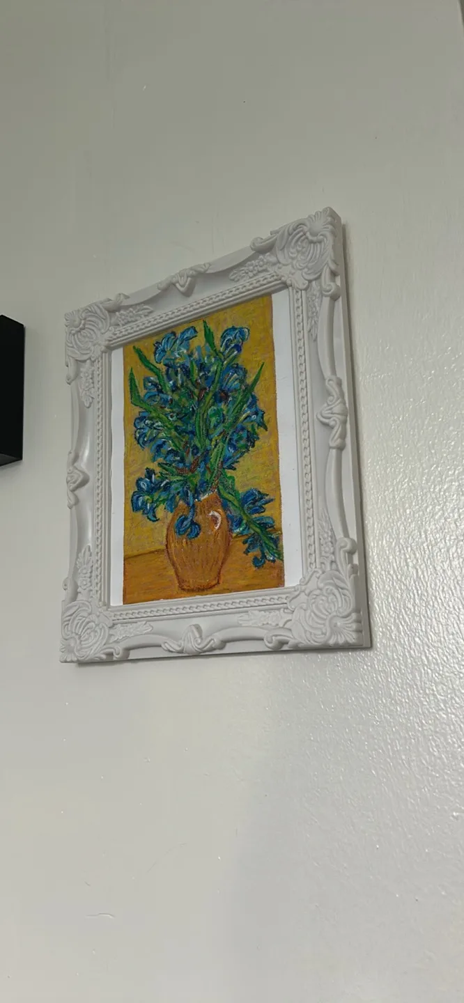 Framed Irises Painting Oil Pastel Painting image indicator(5)