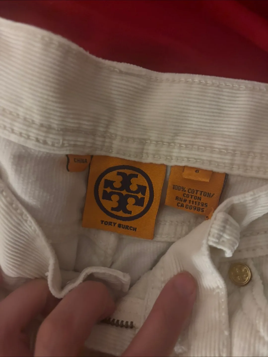 Tory Burch Slim Corduroy Jeans - Size 27 - Soft Oatmeal image indicator(2)