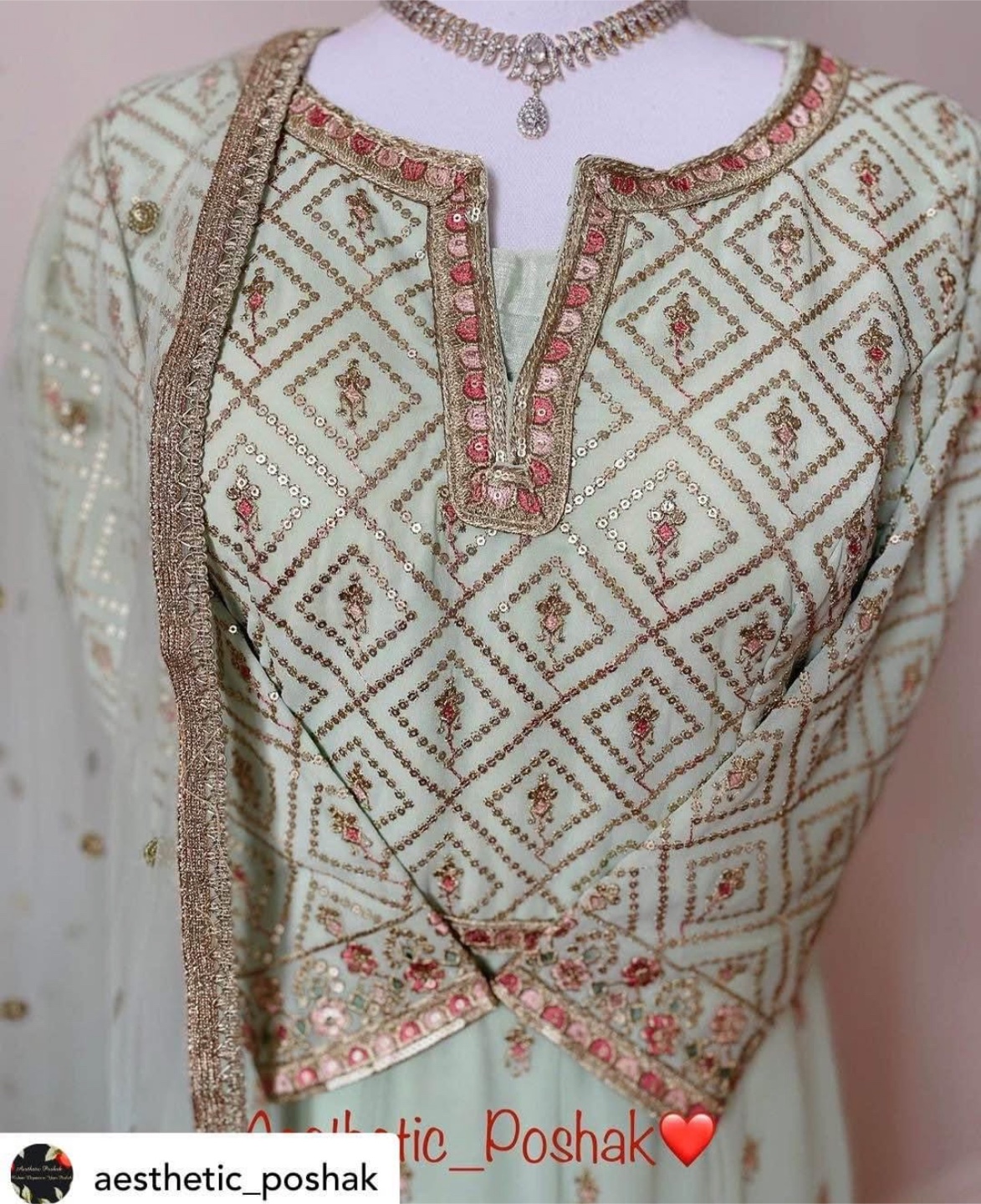 Beautiful Mint Green Anarkali suit - photo 2