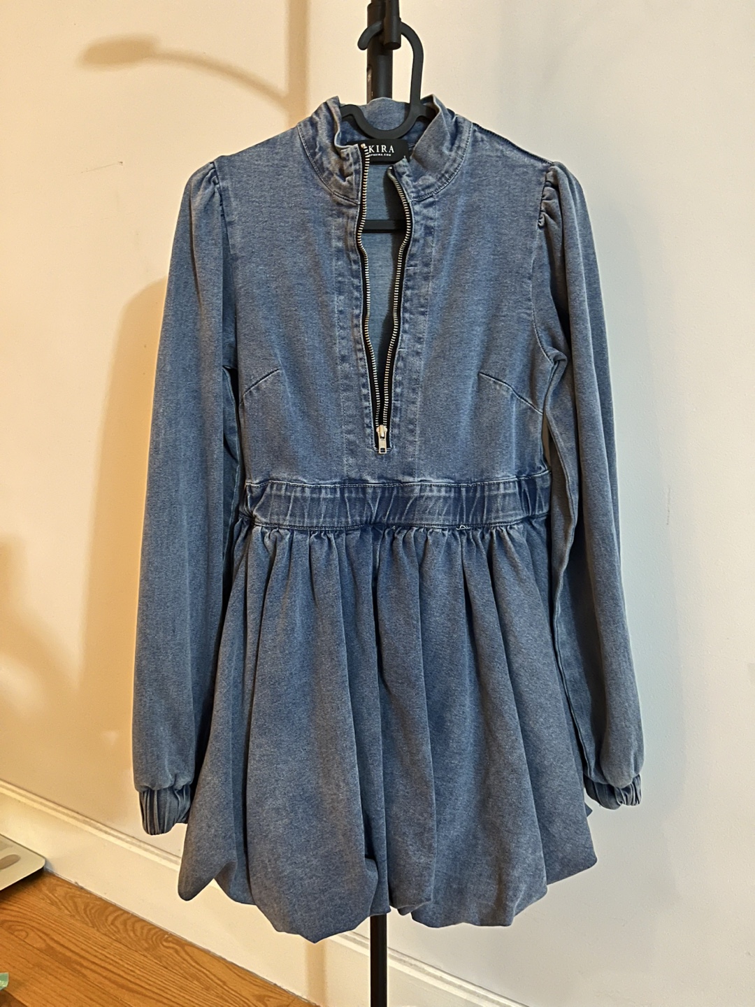 Akira Pass The Bubbly Denim Mini Dress