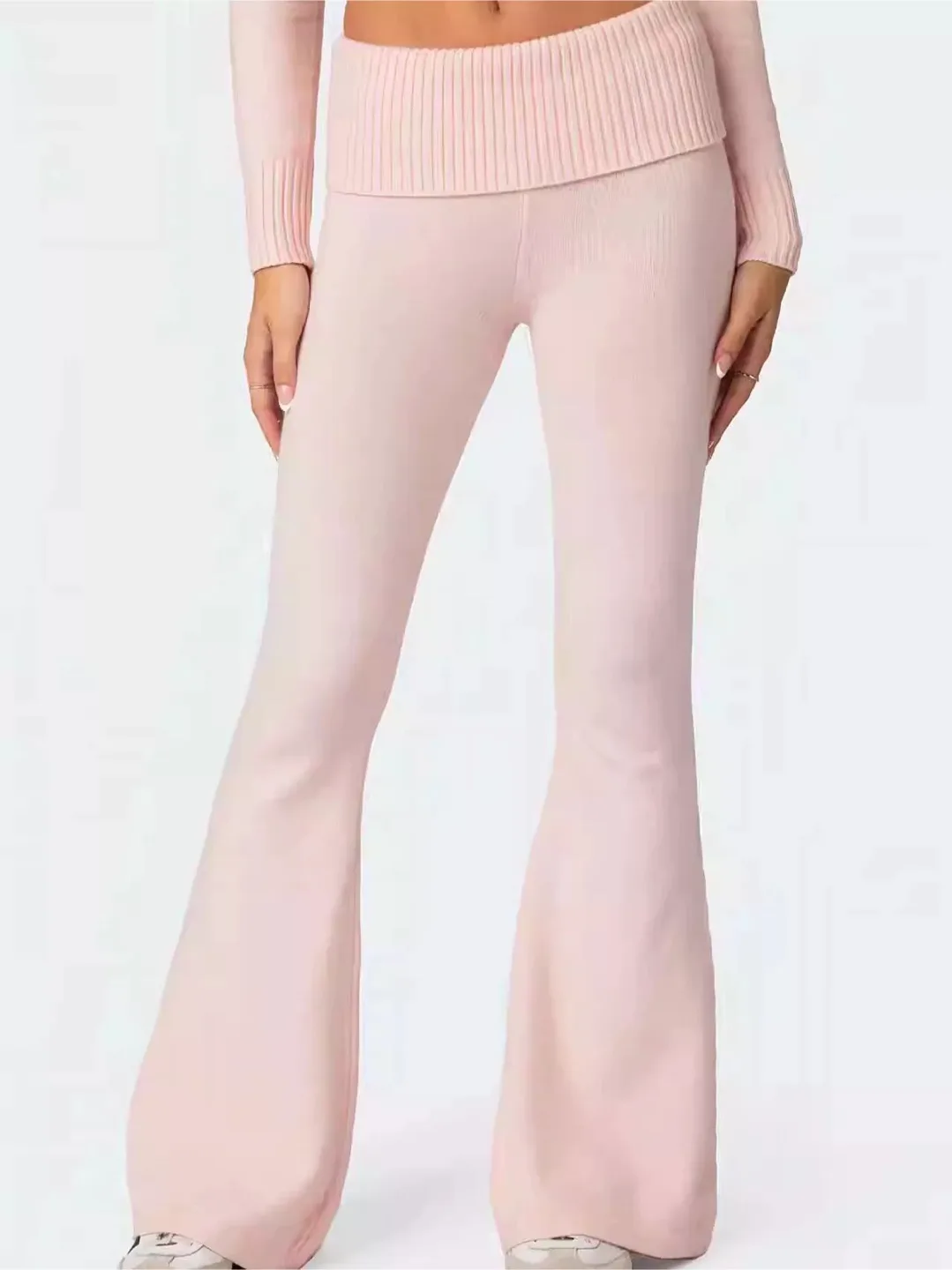 Pink Knit Flare Pants thumbnail
