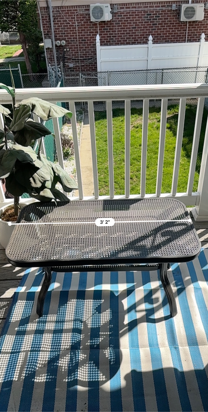 Black Metal Outdoor Patio Table 32" x 16" - photo 3