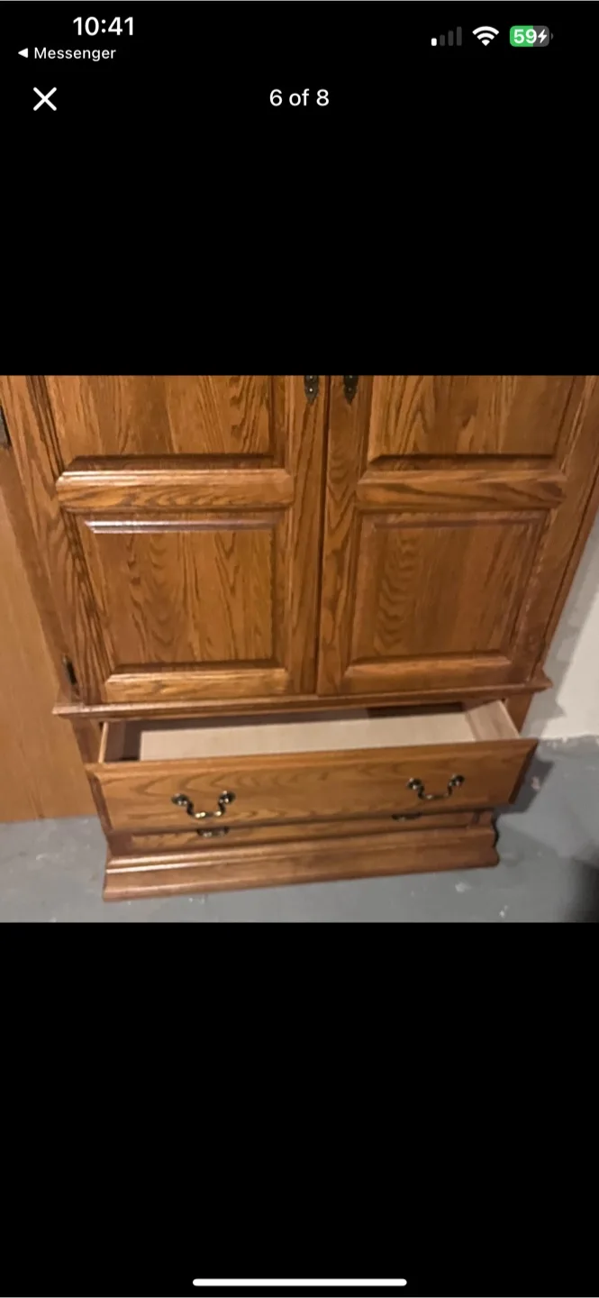 Solid Oak Armoire with Two Drawers image indicator(3)