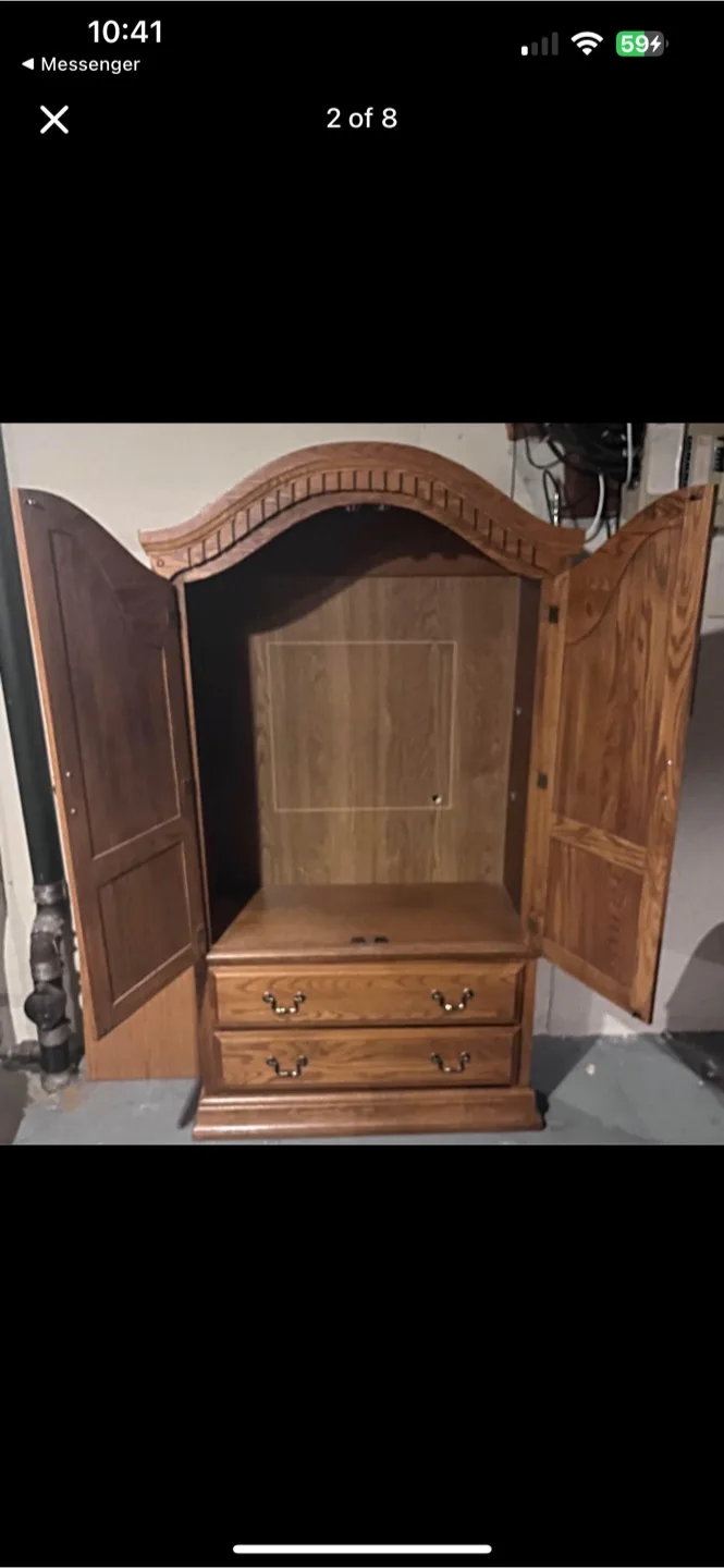 Solid Oak Armoire with Two Drawers image indicator(2)