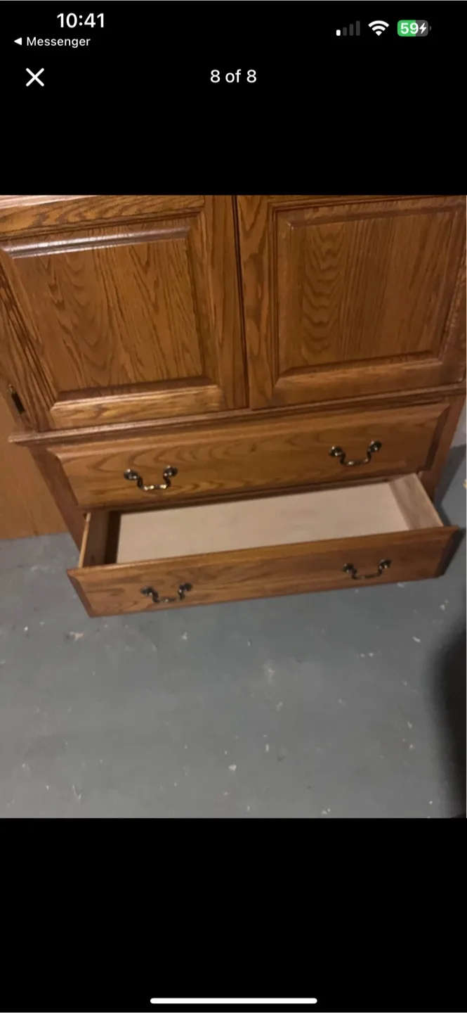 Solid Oak Armoire with Two Drawers image indicator(6)