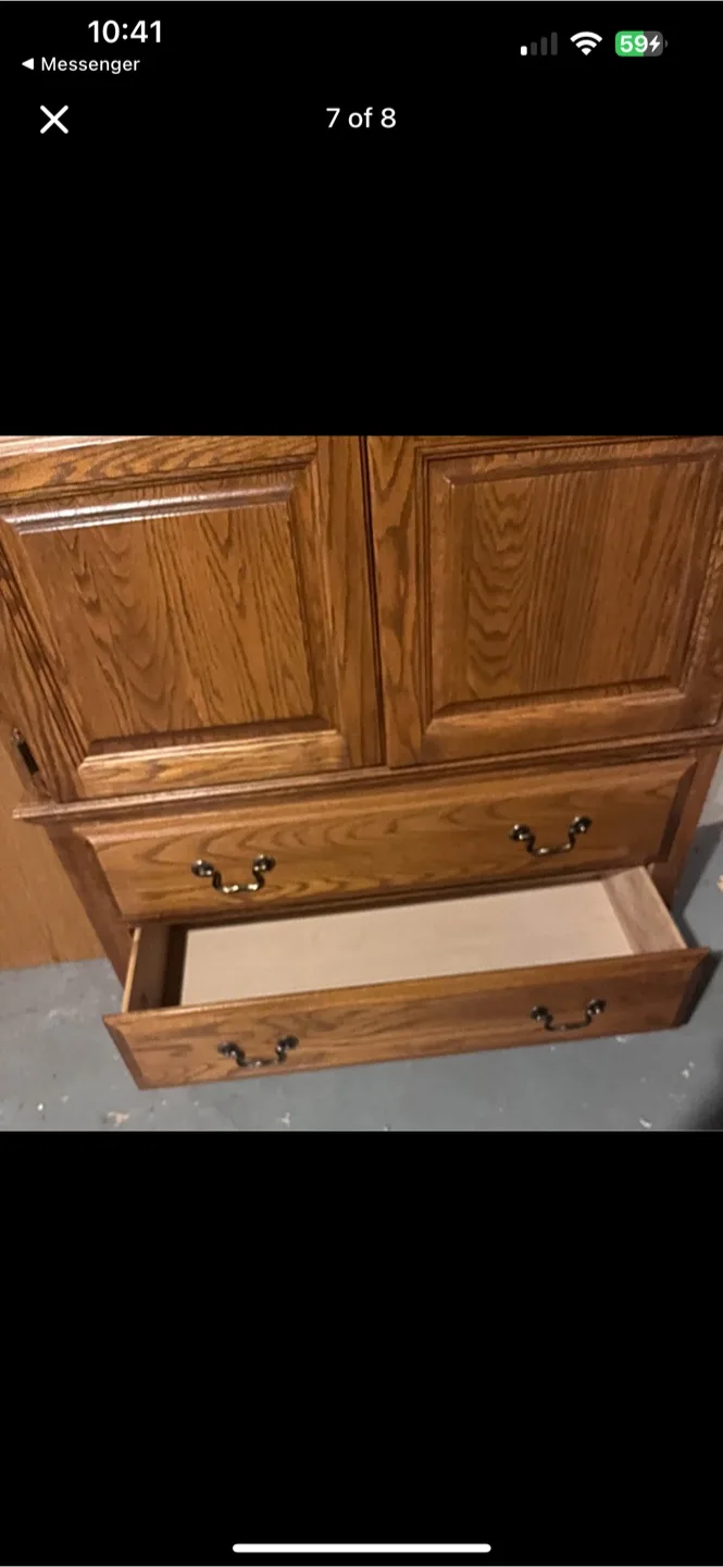 Solid Oak Armoire with Two Drawers image indicator(7)