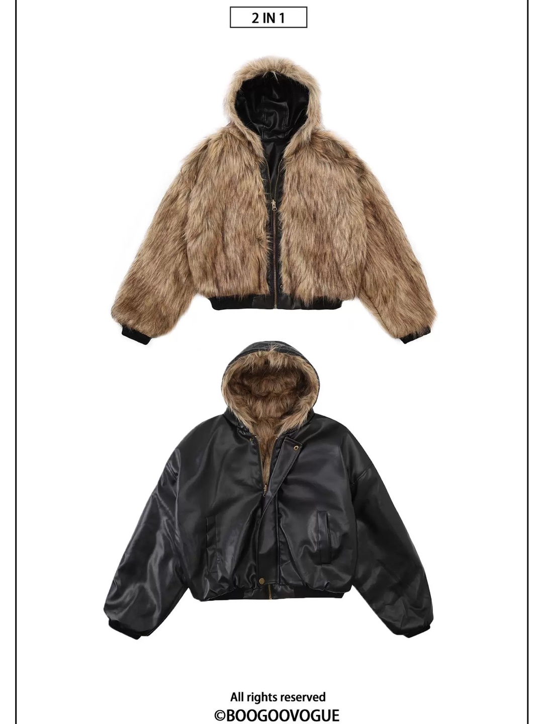 Faux Fur & Leather Jacket - Reversible Bomber