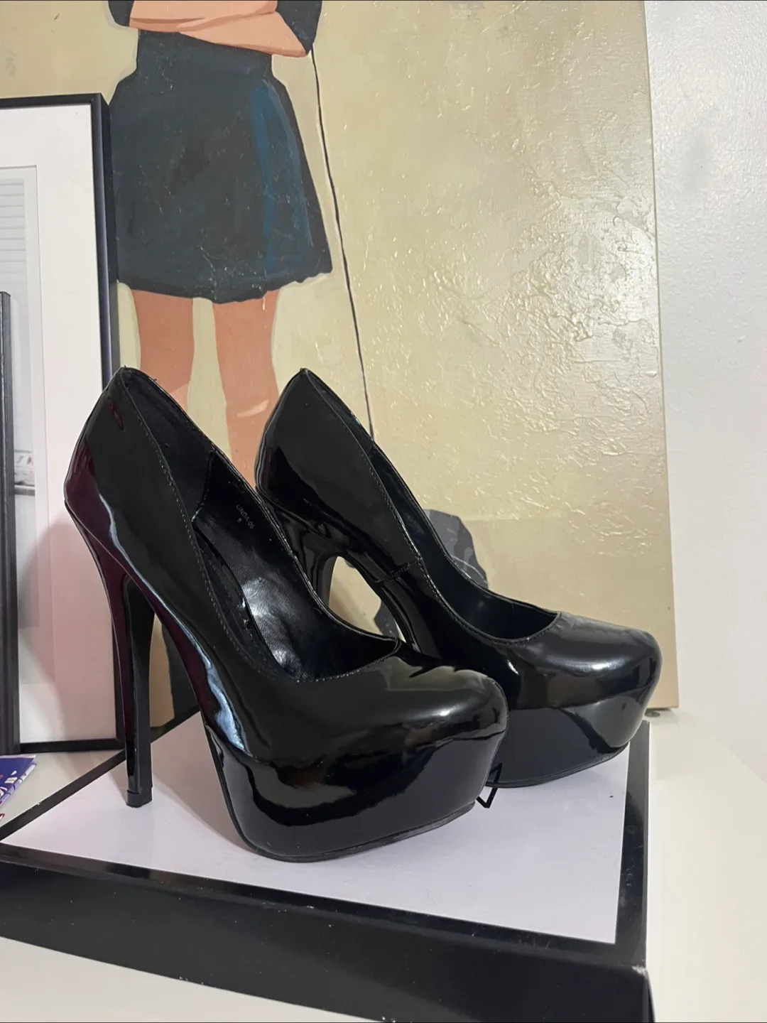 Black Patent Leather Platform Heels thumbnail