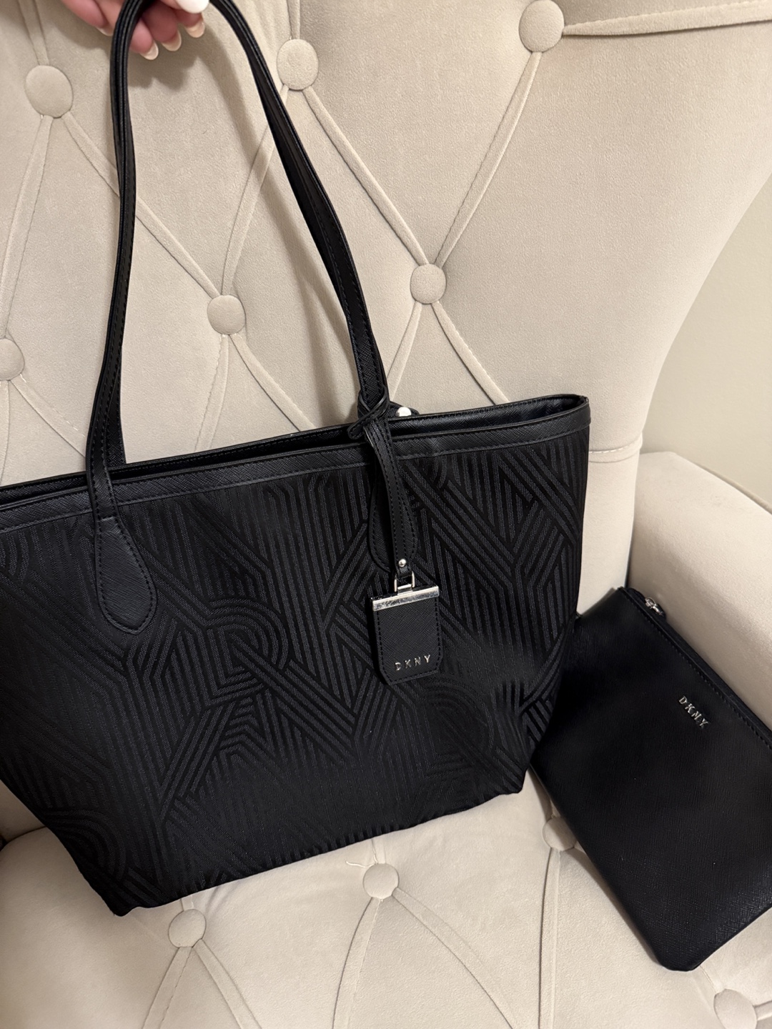 DKNY Black Tote Bag with Matching Pouch