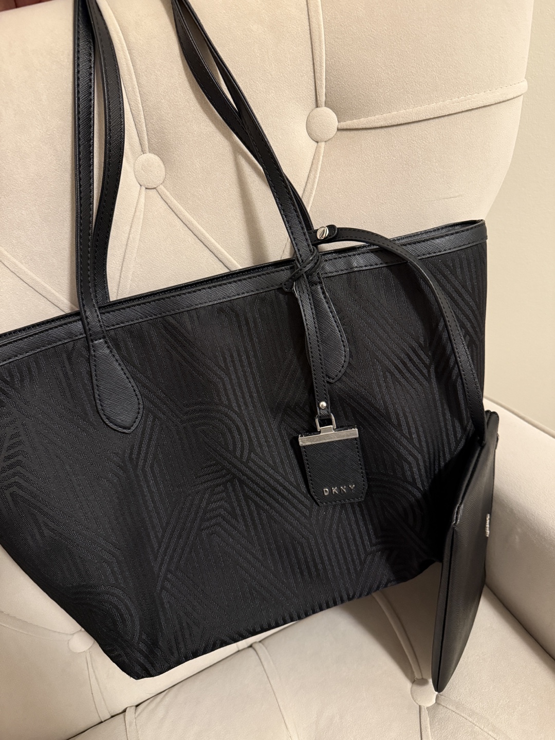 DKNY Black Tote Bag with Matching Pouch - photo 3