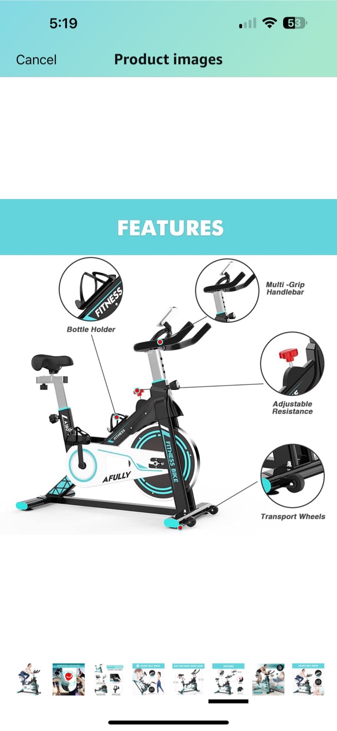 AFULLY Indoor Cycling Bike - Exercise Bike for Home Workout - photo 2