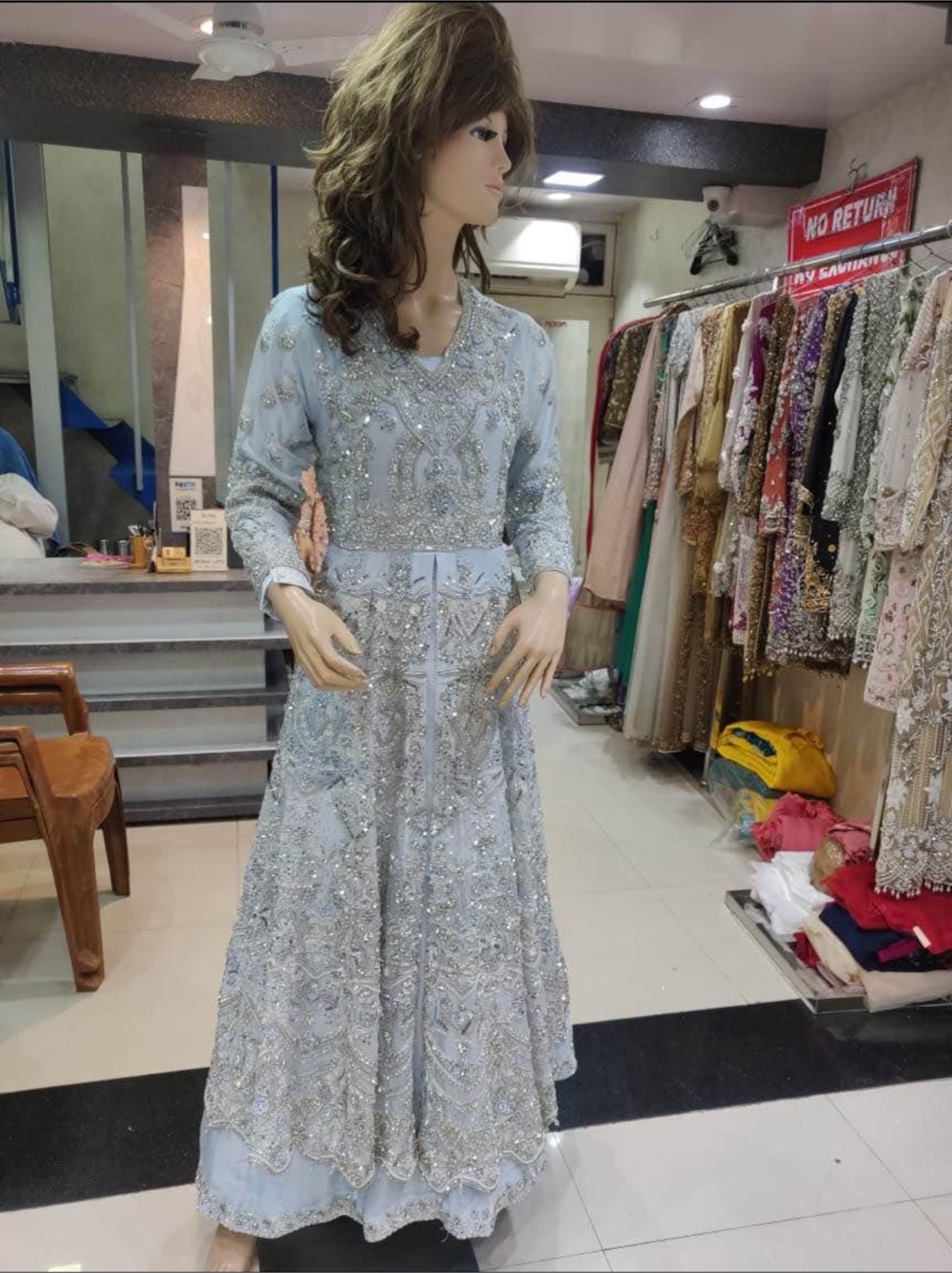 Gorgeous Light Blue hand work Pakistani Dress - photo 2