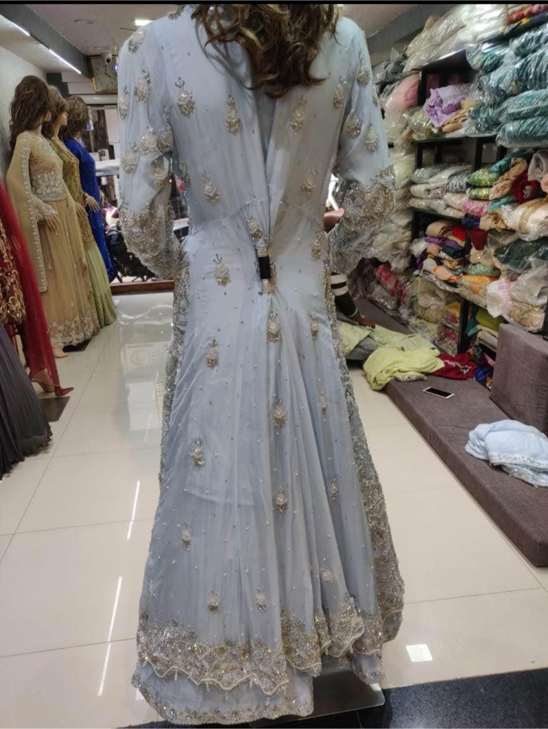 Gorgeous Light Blue hand work Pakistani Dress