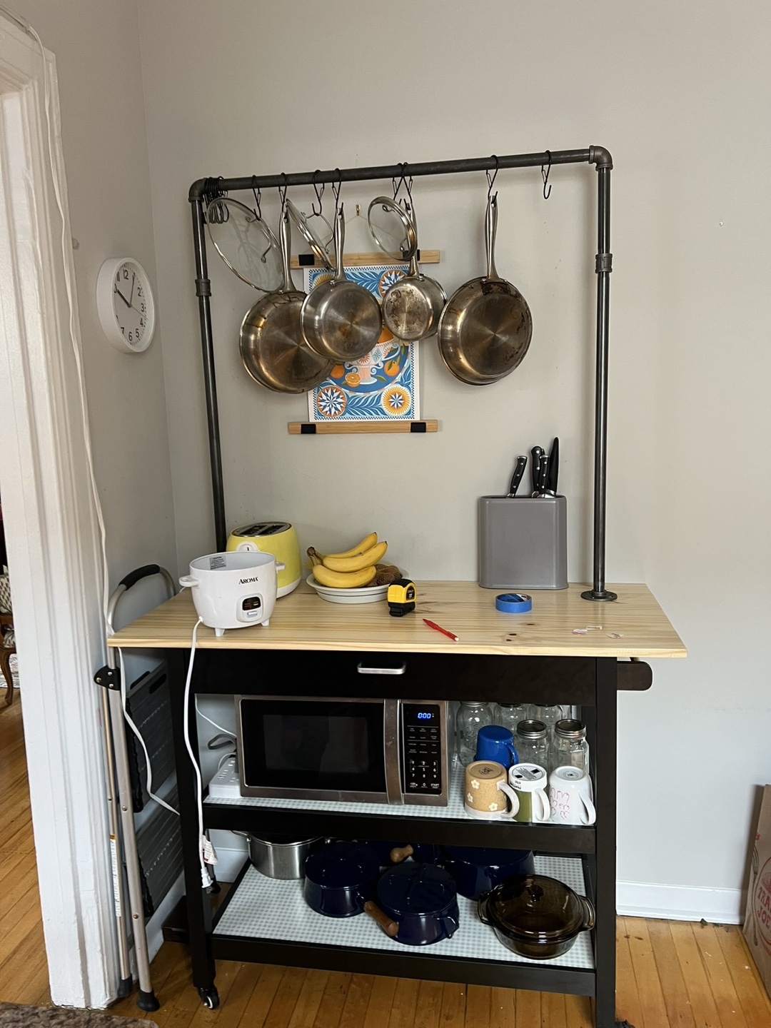 Kitchen Cart with Pots and Pans Rack - photo 2
