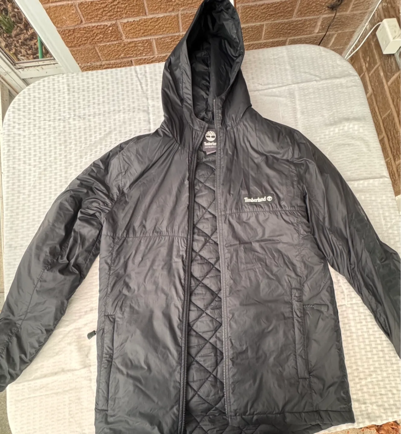 Men's Timberland Black Puffer Jacket with Hood - Size Small thumbnail