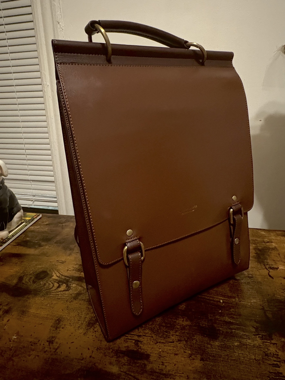 Vintage Style Brown Leather Backpack - photo 3