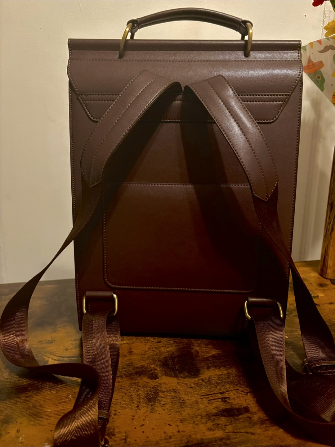 Vintage Style Brown Leather Backpack - photo 2