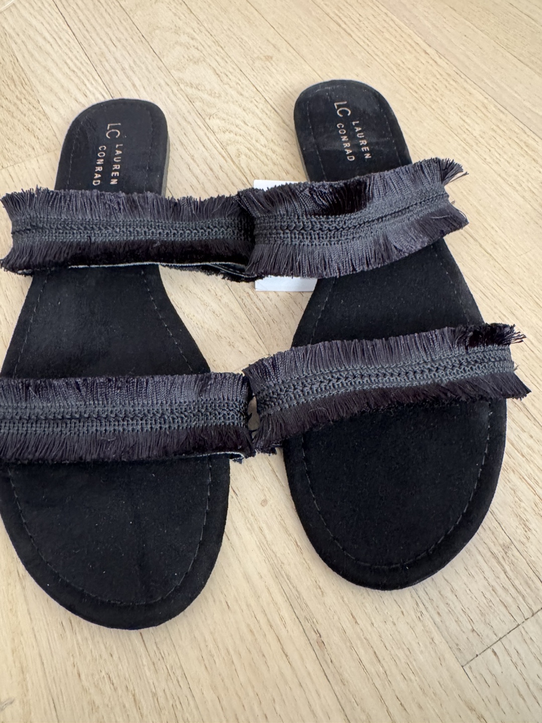 LC Lauren Conrad Black Fringe Sandals
