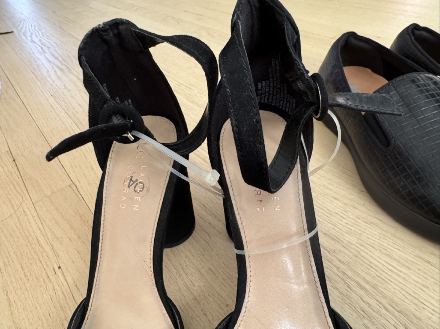 LulaRoe Black Suede Ankle Strap Heels